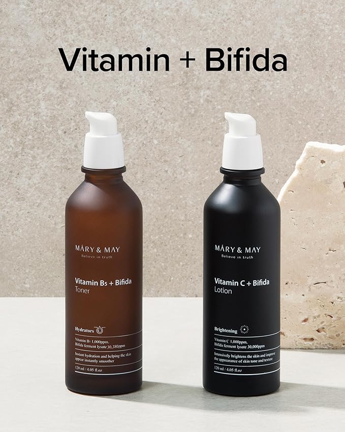 Mary&May Vitamin B5 + Bifida Toner - Nourishing Face Toner for Enhanced Skin Barrier Strength and Moisture Retention - 30,000ppm Bifida Fermentation & 1,000ppm Vitamin B5, 4.06 fl.oz.
