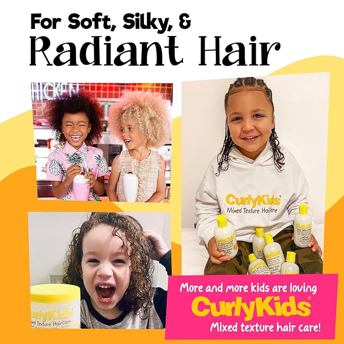 CurlyKids Frizz Control Paste - Anti-Frizz Styling Paste for Curly, Kinky, Coily & Mixed-Texture Hair - Smooth Edges, Tame Flyaways, Maximum Moisture, No Sticky Residue Formula for Kids Haircare, 6oz