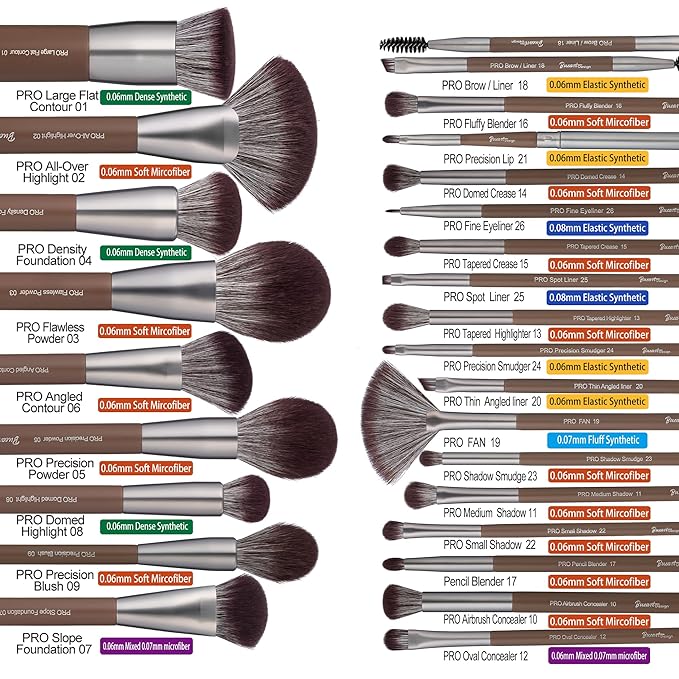 Bueart Design 26 Pcs Chocolate-colored Gift Makeup Brushes Set with Extra Large Holder,Elegant Make up Brushes for Foundation,Face Blending Powder, Contour, Highlight, Concealer, Eyeshadow