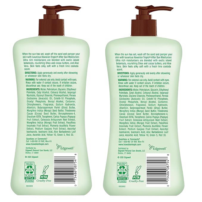 Hawaiian Tropic After Sun Lotion Twin Pack, 16oz each & Dark Tanning Oil Twin Pack, 8oz each