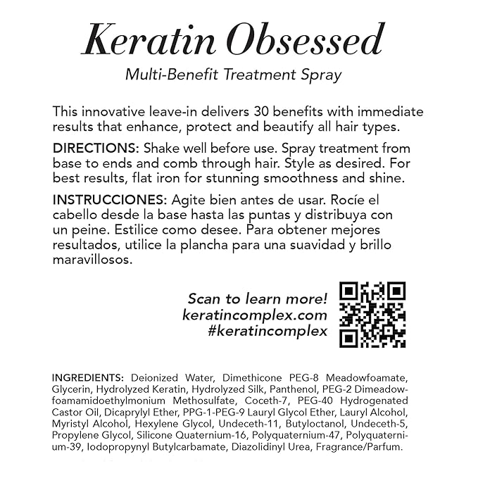Keratin Complex - Keratin Obsessed Multi-Benefit Treatment Spray - 5 fl oz,(Pack of 2)