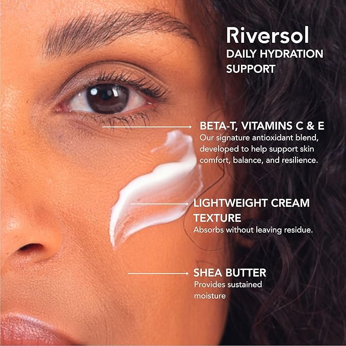 Riversol Daily Face Moisturizer for Normal to Dry & Rosacea-Prone Skin | Fragrance Free Lightweight Hydrating Cream | Redness Relief w/Vitamin C & E | Dermatologist Developed | 4 Month Supply