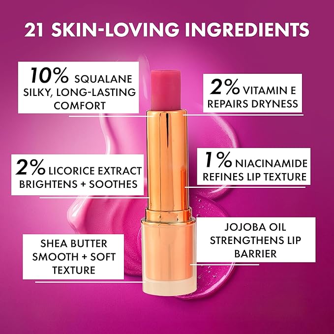 Tinted Lip Balm-Natural Lip Repair with 10% Squalane, Jojoba Oil and Vitamin E – Hydrating, Moisturizing – Natural skincare Balm with Ceramides, Hyaluronic Acid 003 Radiant Ruby