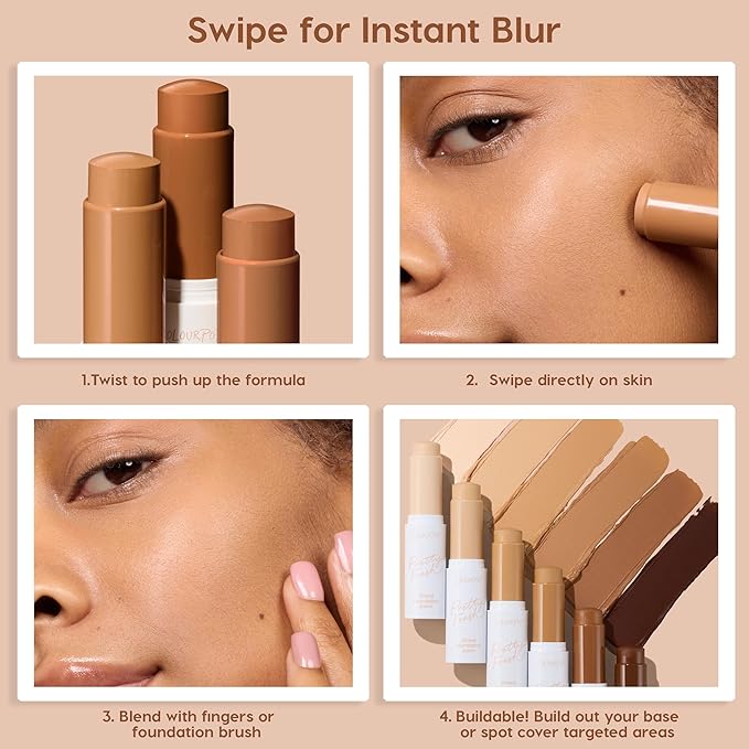 ColourPop Pretty Fresh Tinted Foundation Stick - Balm to Cream Foundation with Light to Medium Coverage - Infused with Hydrating Hyaluronic Acid, Peptides & Niacinamide - Deep Dark 21 (0.29 oz)