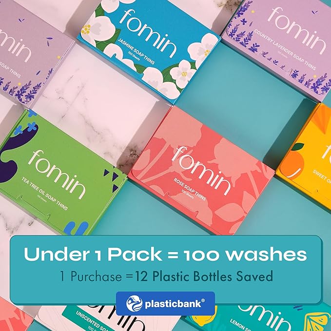FOMIN - Antibacterial Paper Soap Sheets for Hand Washing - (200 Sheets) Lavender Portable Travel Soap Sheets, Dissolvable Camping Mini Soap, Portable Hand Soap sheet