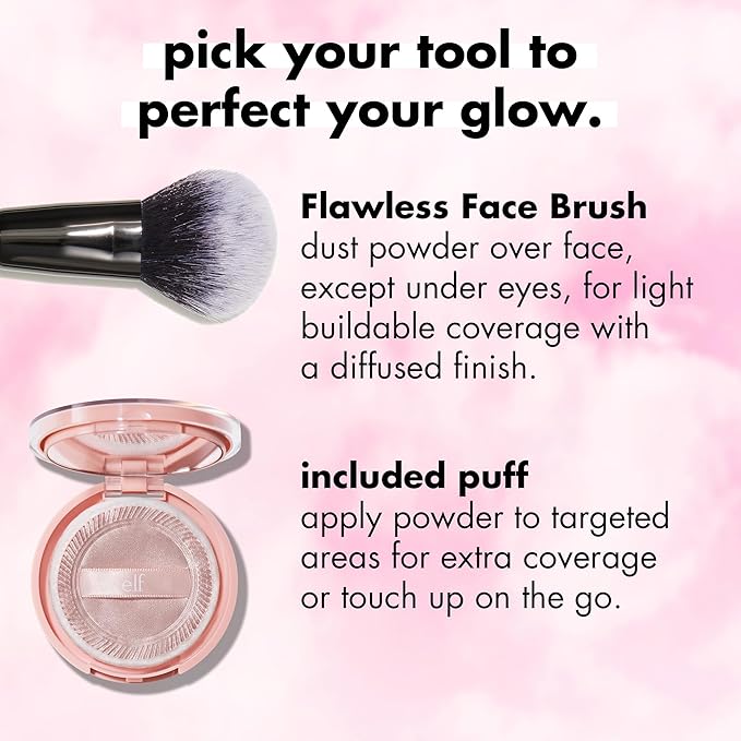 e.l.f. Halo Glow Powder Filter, Ultra-fine Finishing Powder, Smooths The Look of Pores & Fine Lines, Creates A Soft-Focus Glow, Vegan & Cruelty-Free, Deep Warm
