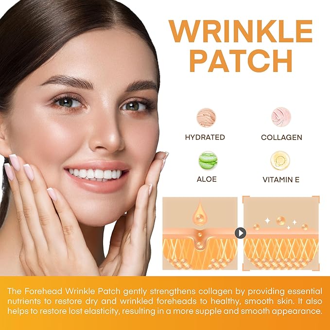 Forehead Wrinkle Patches with Triangle: For Smile Line and Under Eye-Anti Wrinkle Patches with Aloe, Collagen, Vitamin E 112pcs