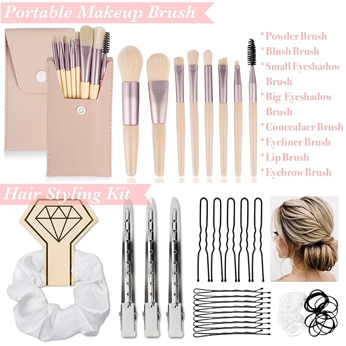 Women's Wedding Emergency Travel Kit 45 Essential Items for Brides Bridesmaid All-In-One Daily Beauty Style Set With Makeup Brushes (Bianca Luxe)