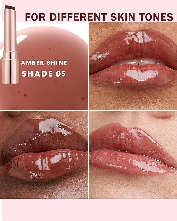 Hydrating Tinted Lip Blam, Natural Sheer Brown Nude Lipstick Moisturizing Lipgloss, Long Lasting Waterproof Lip Balm Stain Non-Stick Liptint Oil Stain Glossy Lipcolor Finish for Dry Cracked Lips-05