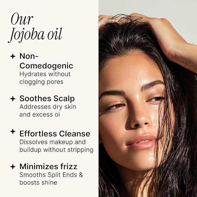 Pure Jojoba Oil for Skin, Hair, Face & Body – 100% Natural, Cold Pressed, Unrefined | Non-GMO, EWG Verified, Cruelty-Free, Vegan Moisturizing Oil for Dry Skin, Scalp & Beard 6oz