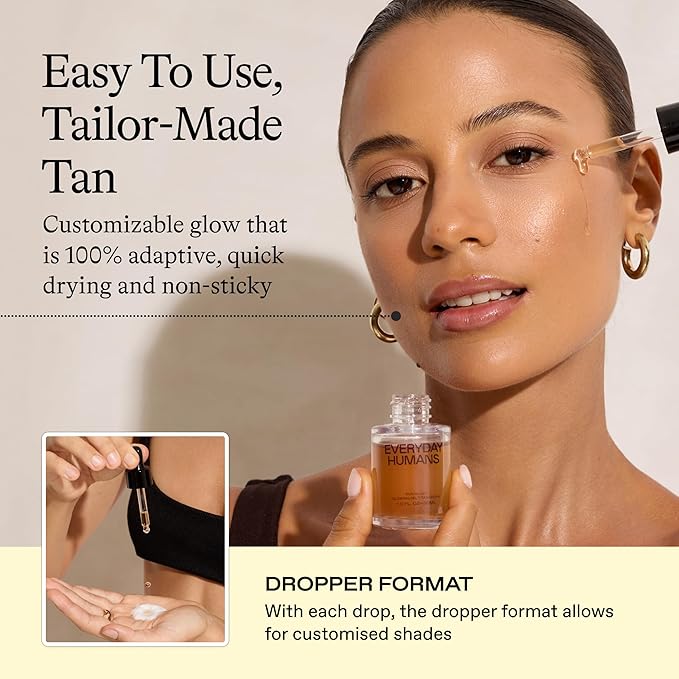 Sun Blush Glowing Self Tanning Drops Australian Made 1.0 fl.oz | Sun-Kissed, Natural Face & Body Gradual Self Tanner with Peptides | Fragrance Free| Everyday Humans