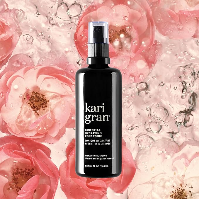 Kari Gran Essential Hydrating Tonic – 3-in-1 Facial Mist to Hydrate, Tone & Soothe – Alcohol-Free Hydrosol Spray for Radiant, Dewy Skin (Rose, 3.4 Fl. Oz)