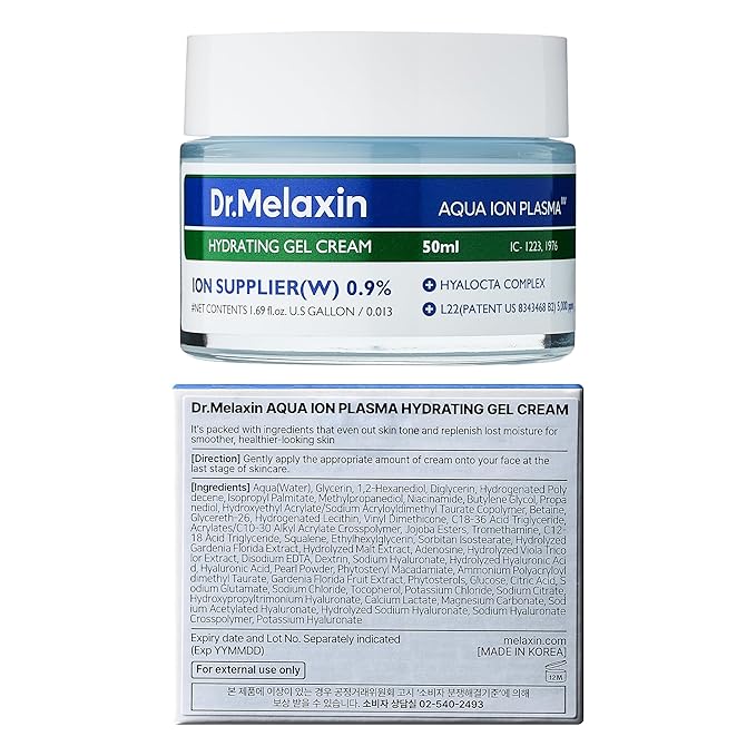 Dr.Melaxin Aqua Ion Plasma Hydrating Gel Cream for Dry & Sensitive Skin, Facial Moisturizing, Korean Skincare 50ml, 1.69 fl.oz