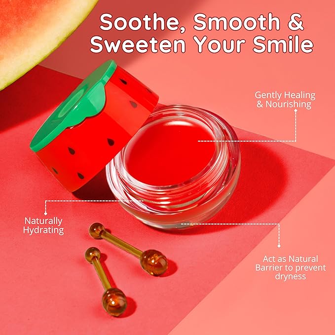 Original My Bee Balm Lip Balm – Watermelon Hydrating Balm – Honey Pot for Dry, Chapped & Cracked Lips – Deeply Moisturizes & Hydrates Lips with Organic Beeswax & Vitamin E