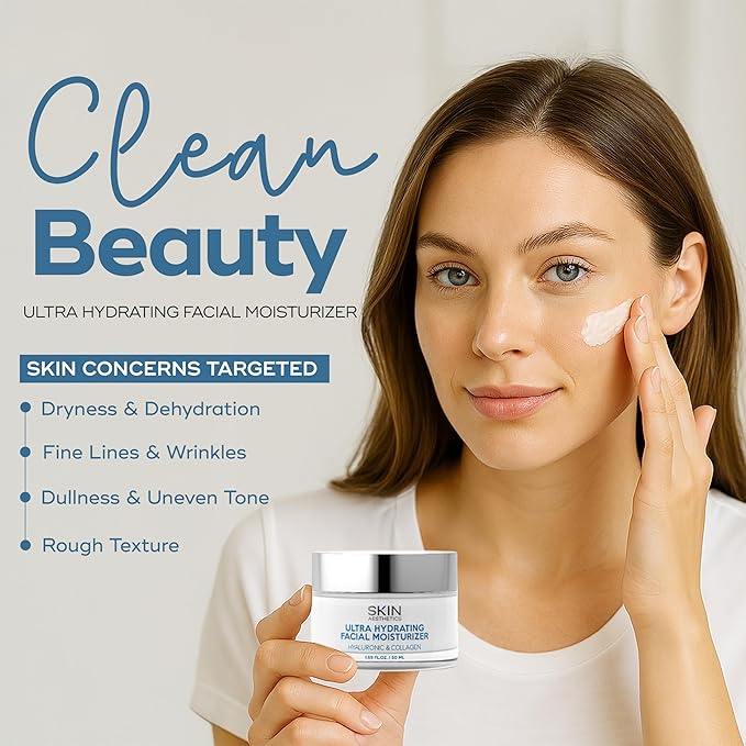 Hyaluronic Acid & Collagen Face Moisturizer - Anti-Aging, Ultra Hydrating, Fine Lines & Wrinkles Treatment - Dermatologist Tested Korean Skincare - Clean Beauty, Cruelty-Free - 1.69 oz