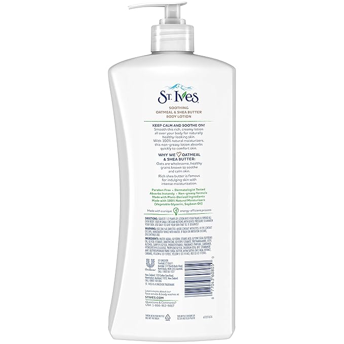 St. Ives Nourish & Soothe, Oatmeal & Shea Butter Body Lotion 21 Fl Oz (Pack of 2)