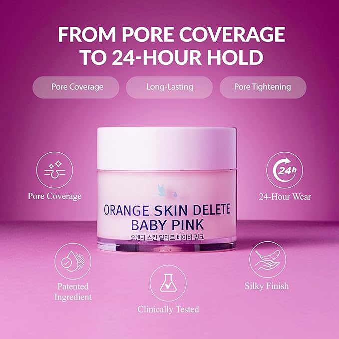 Orange Skin Delete Baby Pink Mini Pore Primer Korean Makeup 10g 0.35 oz