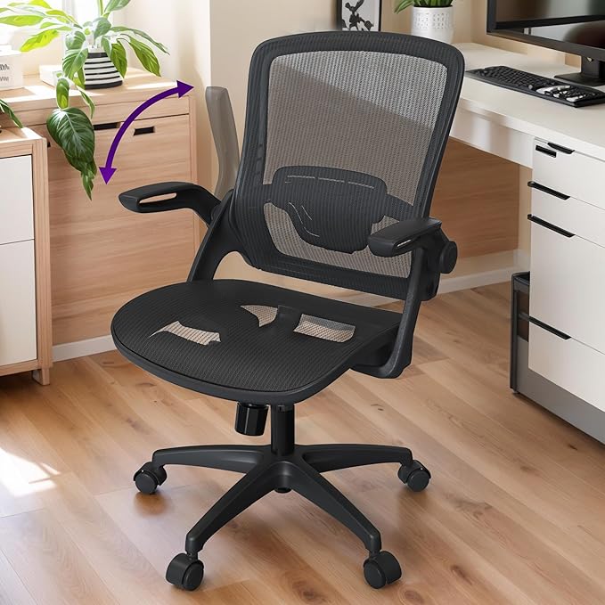 Modern Mesh Seat Home Office Computer Desk Chair with Swivel Wheels and Height Adjustable Lumbar Support for Adult