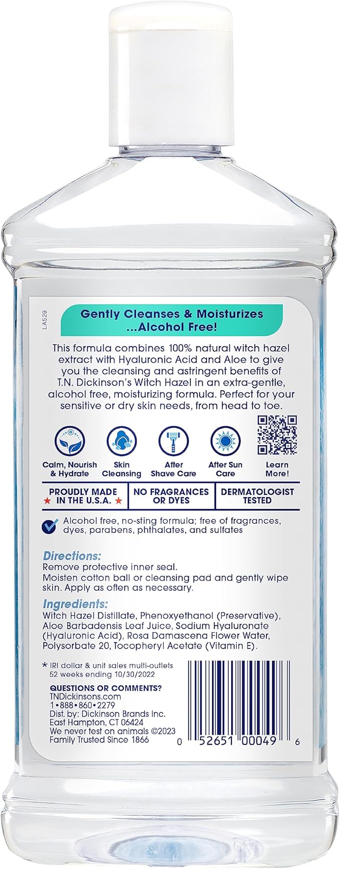 Dickinson's Witch Hazel Astringents - 100% Natural 8 fl oz and Alcohol-Free Moisturizing 16 oz