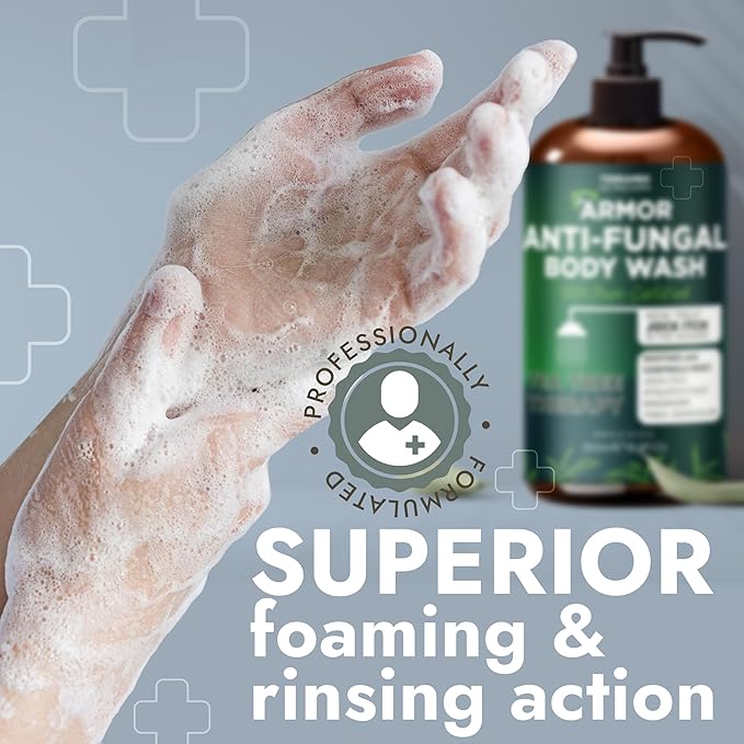 Antifungal Body Wash with Tea Tree Oil | Antifungal Soap Treats Ringworm, Back Acne, Eczema & Jock Itch | Antifungal Body Soap For Men And Women (16.9 oz)