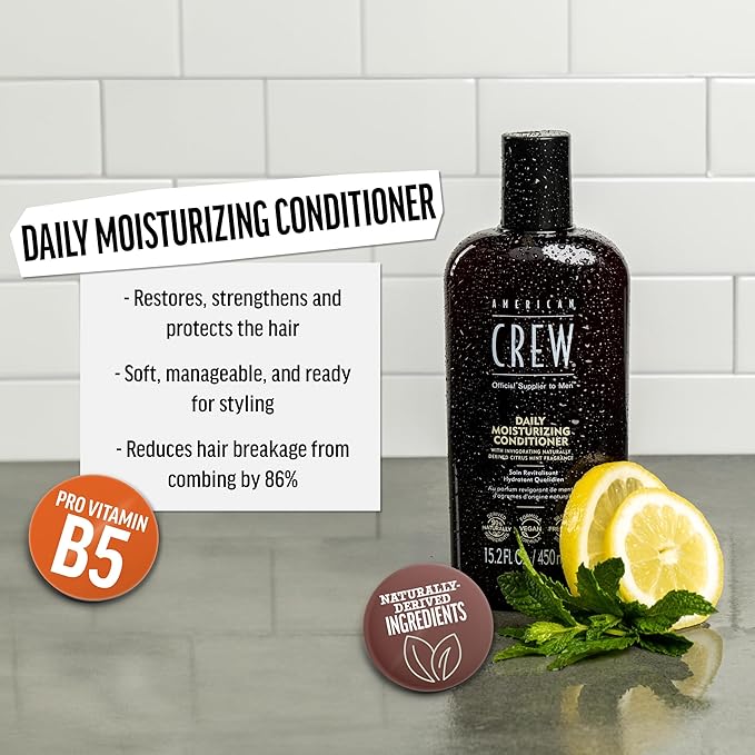 American Crew Conditioner for Men, Daily Moisturizer, Naturally Derived, Vegan Formula, Citrus Mint Fragrance, 33.8 Fl Oz