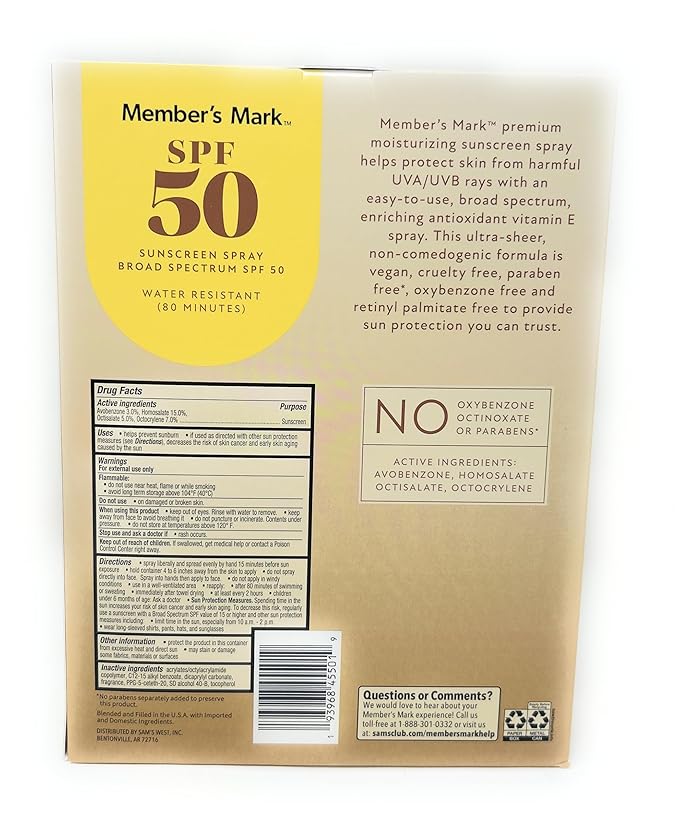 Member's Mark Sunscreen Spray Set SPF 50-9.1oz - 3 bottles