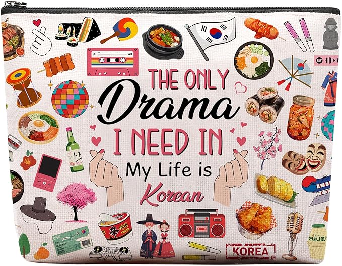Drama Korean Makeup Bag, Drama Korean Gifts For K-Pop Lovers, K-Pop Makeup Pouch, Travel Toiletry Bag With Zipper, Birthday Graduation Christmas Gifts For Best Friend Bestie Her