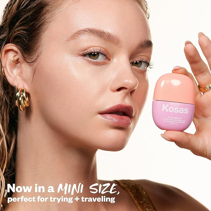 Kosas Mini DreamBeam SPF 40 Mineral Sunscreen for Face – Travel Size Makeup Prep & Sun Protection, 15 ml