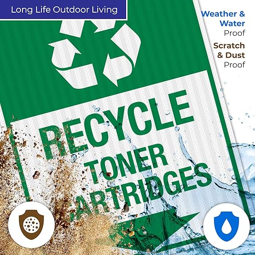 Recycle Toner Cartridges Sign, 24x30 Inches, 3M EGP Reflective .080 Aluminum, Fade Resistant, Made in USA