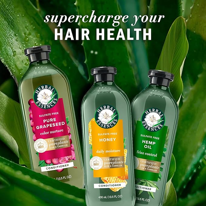Herbal Essences Sulfate Free Shampoo with Honey for Daily Moisture, Nourishes Dry Hair, Moisturizing Shampoo with Certified Camellia Oil and Aloe Vera, Lightweight For All Hair Types, 33.8oz
