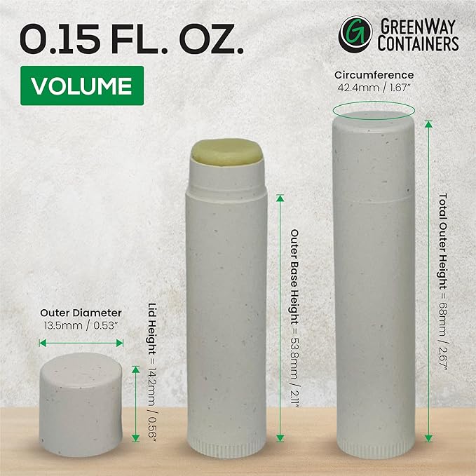 GreenWay 0.15oz / 4.25g Bamboo Lip Balm Tubes with Lids - 25 Pack Twisting Empty Chapstick Tubes - Plastic-free Refillable Lip Gloss Tube - Eco-Friendly DIY Cosmetic Containers – White