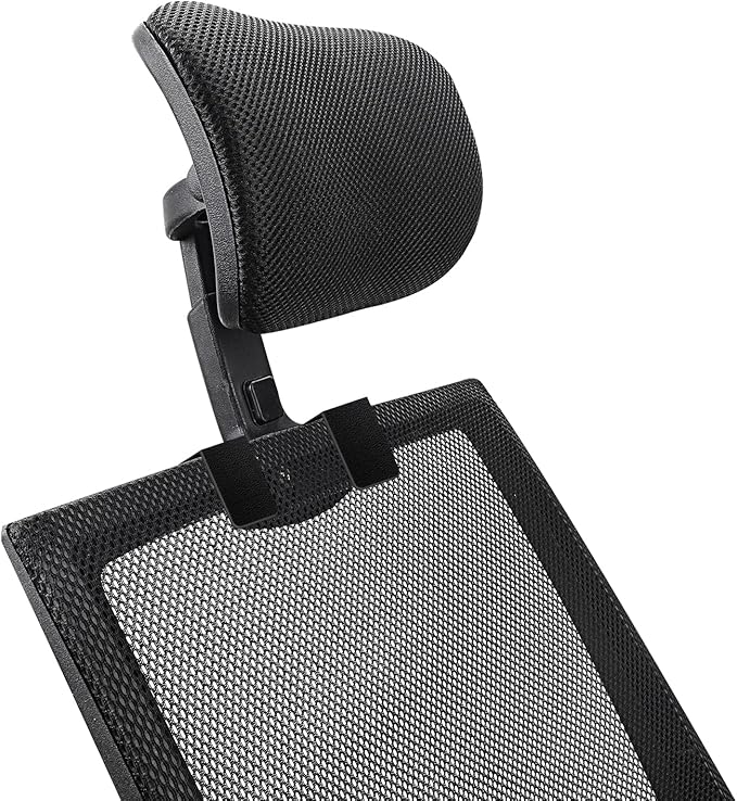 Office Chair Mesh Headrest Attachment Universal, Adjustable & Detachable Ergonomic Neck Support Cushion Clip On, Breathable Mesh Head Pillow Detachable (Sponge, Black)