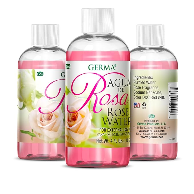 Germa Rose Water Facial Cleanser & Toner – Refreshing Botanical Skin Clarifier – Hydrating Daily Face Wash for Glowing Skin – Agua de Rosas – 4 fl oz
