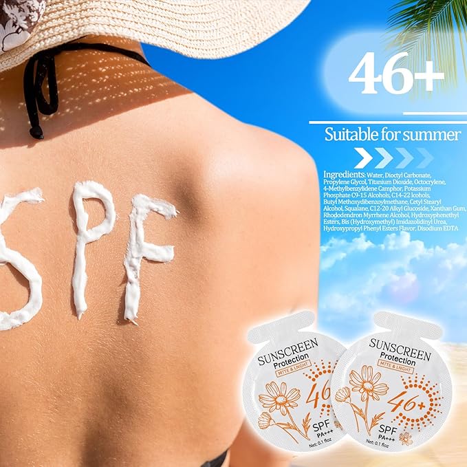 30 Pcs Sunscreen Bulk Mini Travel Size Sunscreen Packets SPF 46+ Summer Party Gifts for Women Girl