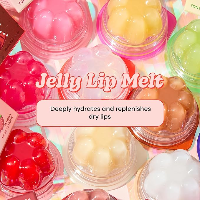 Jelly Lip Melt Rainbow Set – Hydrating Lip Oil Gloss Bundle with Fruit Extracts, Sheer & Tinted Shades, Ultra-Glossy, Nourishing Lip Treatment, 7 Count (9g Each)