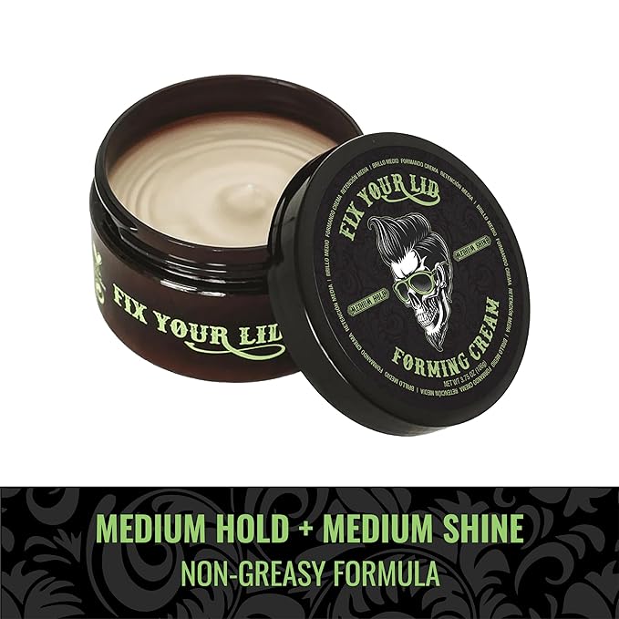 Fix Your Lid Forming Cream 3.75 oz Medium Hold Hair Cream For Men - Mens Hair Gel Medium Shine - All Day Hold Styling Cream For All Hairstyles - Easy To Wash Out