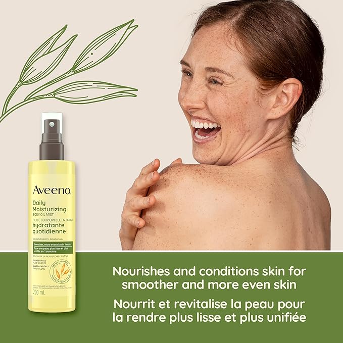 Aveeno Daily Moisturizing Oil Mist - Dry Skin, Sensitive Skin - Oat, Jojoba Oil - Hypoallergenic Body Oil - 200mL