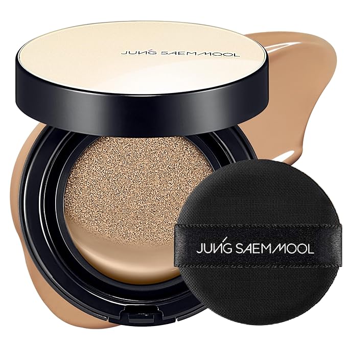 JUNG SAEM MOOL Essential Skin Nuder Cushion | Natural Finish, Buildable Coverage Cushion Foundation by Korean Makeup Artist (Refill Not Included, 0.49 Fl Oz), 28N Camel