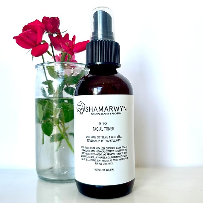 shamarwyn Rose Facial Toner with Aloe Vera & Witch Hazel – Natural-Organic, Pore Refining Formula for Hydrated, Balanced Skin 4oz