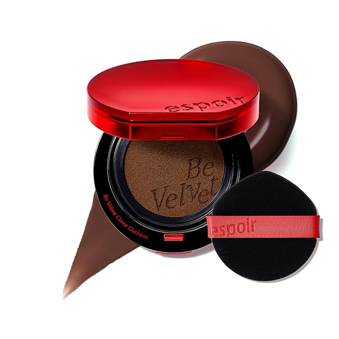 Espoir Be Velvet Cushion Foundation #47 Clove | Quick and Easy Coverage with Long-lasting Color by Zero Oxidation, Velvety Smooth Finish & Lightweight Formula, Vegan, Korean Makeup, 0.46 oz