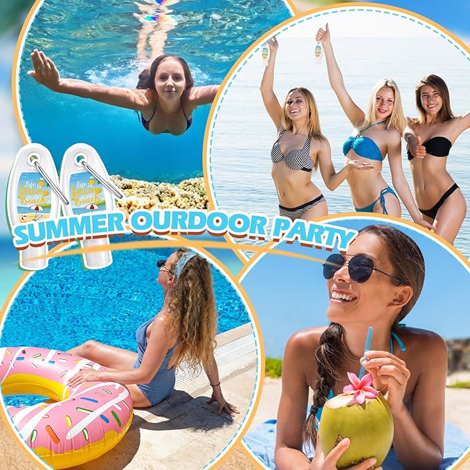 Leelosp 30 Pcs Mini Sunscreen with Carabiner Bulk Travel Size 1 Fl. oz. Spf 30 Water Resistant Mini Sunblock Lotion with Clip Summer Beach Party Favor for Wedding Bridal Shower Vacation Gifts
