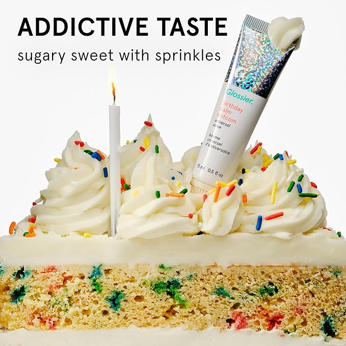 Glossier Balm Dotcom Hydrating Lip Balm - Universal Salve, Up to 12Hr Moisture - Lanolin, Beeswax & Castor Oil for Dry Lips, Cuticles & Skin - Birthday, Clear Soft Shimmer, 15ml