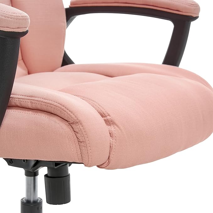 Serta Connor Executive Office Chair, Ergonomic Computer Chair with Layered Body Pillows, Contoured Lumbar, Adjustable Seat, Microfiber Fabric, Pink