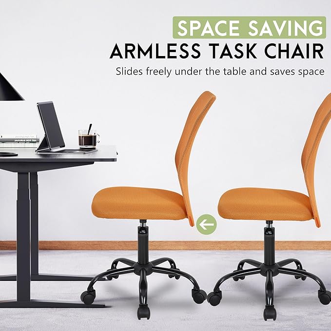BestOffice Ergonomic Office Chair Desk Chair Mesh Computer Chair Armless Back Support Modern Executive Rolling Swivel Chair with Lumbar Support (Orange)