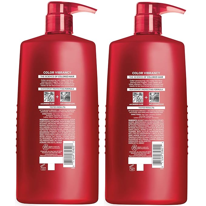 L'Oreal Paris Elvive Color Vibrancy Protecting Shampoo and Conditioner Set for Color Treated Hair, 28 Fl Oz (Set of 2)