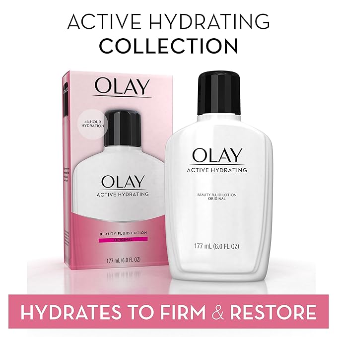 Olay Active Hydrating Beauty Moisturizing Lotion, Facial Moisturizer To Restore Dry Skin, Newer Version - 6.0 Fl Oz, Pack of 3