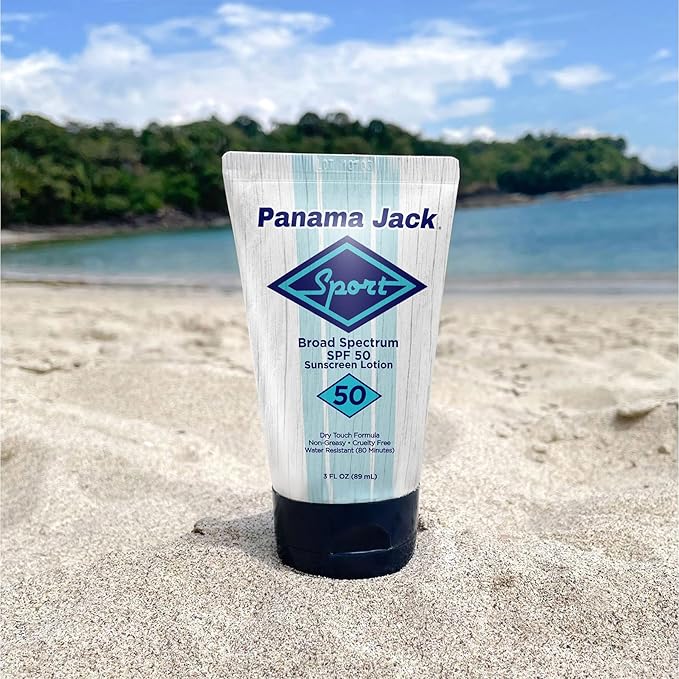 Panama Jack Sport Sunscreen Lotion - SPF 50, Broad Spectrum UVA/UVB Protection, Non-Greasy, PABA, Paraben, Gluten & Cruelty Free, 3 FL OZ (Pack of 2)