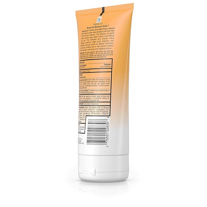 Neutrogena Oil-Free Acne Face Wash Cream Cleanser, 2% Salicylic Acid Acne Treatment, Daily Facial Cleanser for Acne-Prone Skin, 6.7 fl. oz (Pack of 2)