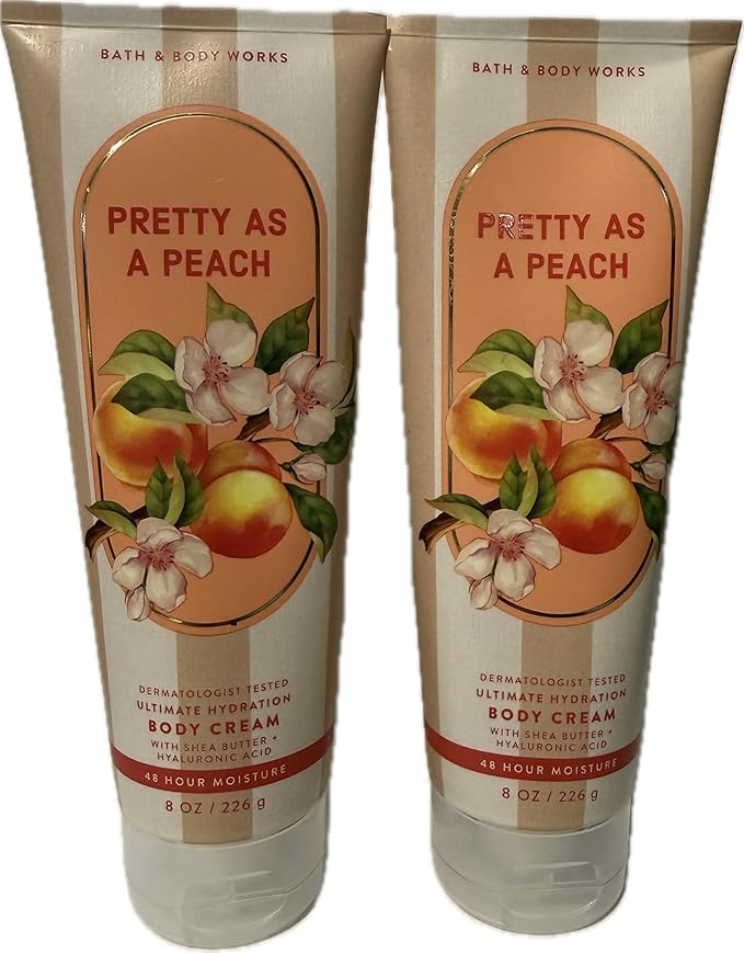 Bath & Body Works Women's Pretty As A Peach Ultimate Hydration Body Cream 8 Ounces Pack of 2