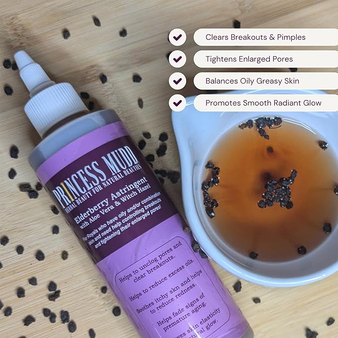 Elderberry Soothing Facial Toner for Oily & Combination Skin | Tightens Pores, Clears Pimples, Reduces Breakouts, Rejuvenates Dull Skin | Witch Hazel, Aloe Vera & Rose Water | 8 fl oz